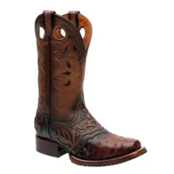 Cuadra Mens Pro Rodeo Square Toe Cowboy Boots - Flame Brown