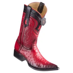Los Altos Ostrich Faded Red Pointed Toe Cowboy Boots