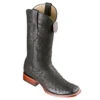 Los Altos Men's Ostrich Wide Square Boots - Black Greasy Finish