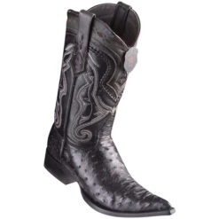 Los Altos Ostrich Black Pointed Toe Cowboy Boots