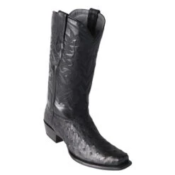 Los Altos Men's Black Ostrich Square 7-Toe Cowboy Boots