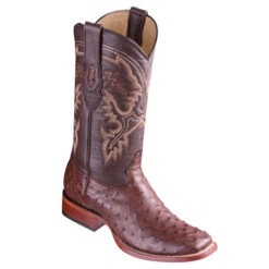 Los Altos Ostrich Wide Square Boots - Tabacco