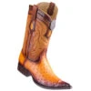 Los Altos Ostrich Faded Buttercup Pointed Toe Cowboy Boots