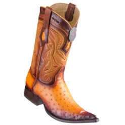 Los Altos Ostrich Faded Buttercup Pointed Toe Cowboy Boots