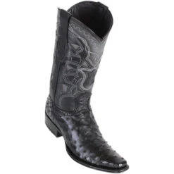 Los Altos Men's Ostrich European Toe Western Boots - Black