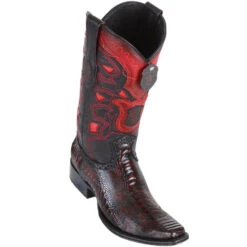 Los Altos Men's Ostrich Leg Black Cherry European Toe Cowboy Boots