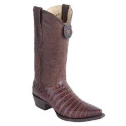 Los Altos - Men's Brown Grasso Caiman Belly Snip Toe Boots