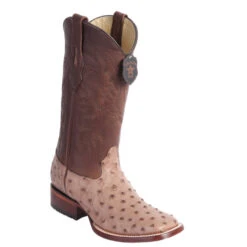 Los Altos Men's Moka Wide Square Toe Ostrich Cowboy Boots