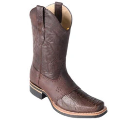 Los Altos Men's Ostrich Leg Saddle Vamp Square Toe Boots -Exotic Clothing file 758