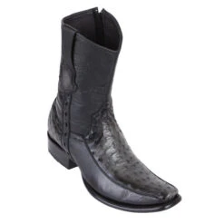 King Exotic Men's Ostrich & Deer Boots Faded Grey - H79BF Dubai Toe