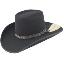 Cuernos Chuecos Black 6X Brick Crown Felt Hat With Horsehair Band -Exotic Clothing file 839